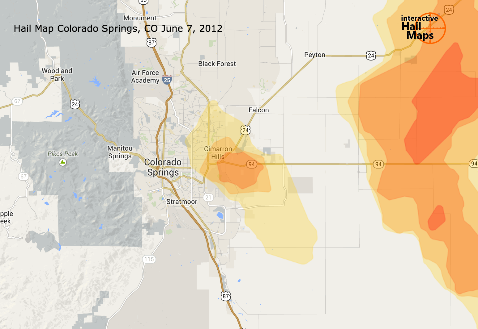 Hail Map Colorado Springs Colorado June 7 2012